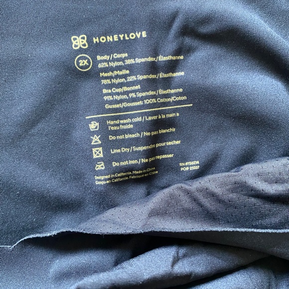 HONEYLOVE LiftWear Cami Bodysuit Black 2X - Picture 3 of 4